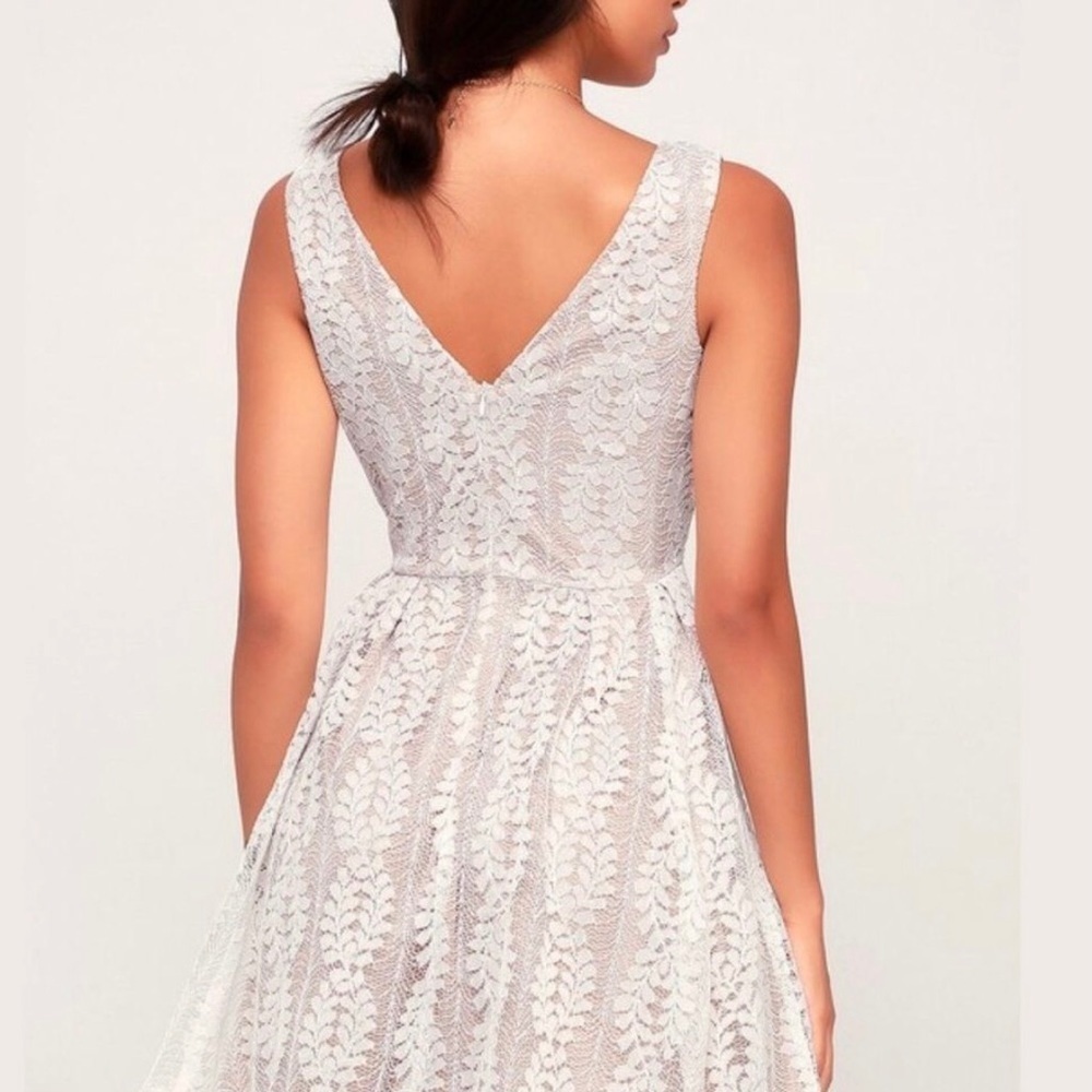 Lulu’s All of my heart white Lace Vacation Travel Beach Skater Mini Dress Size S - Picture 2 of 8